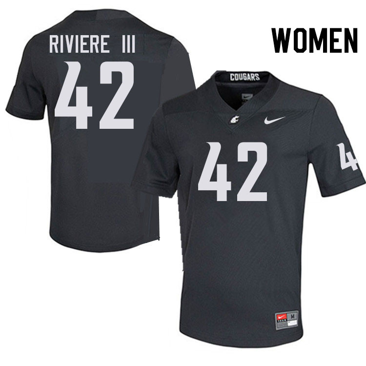 Women #42 Billy Riviere III Washington State Cougars College Football Jerseys Stitched-Charcoal
